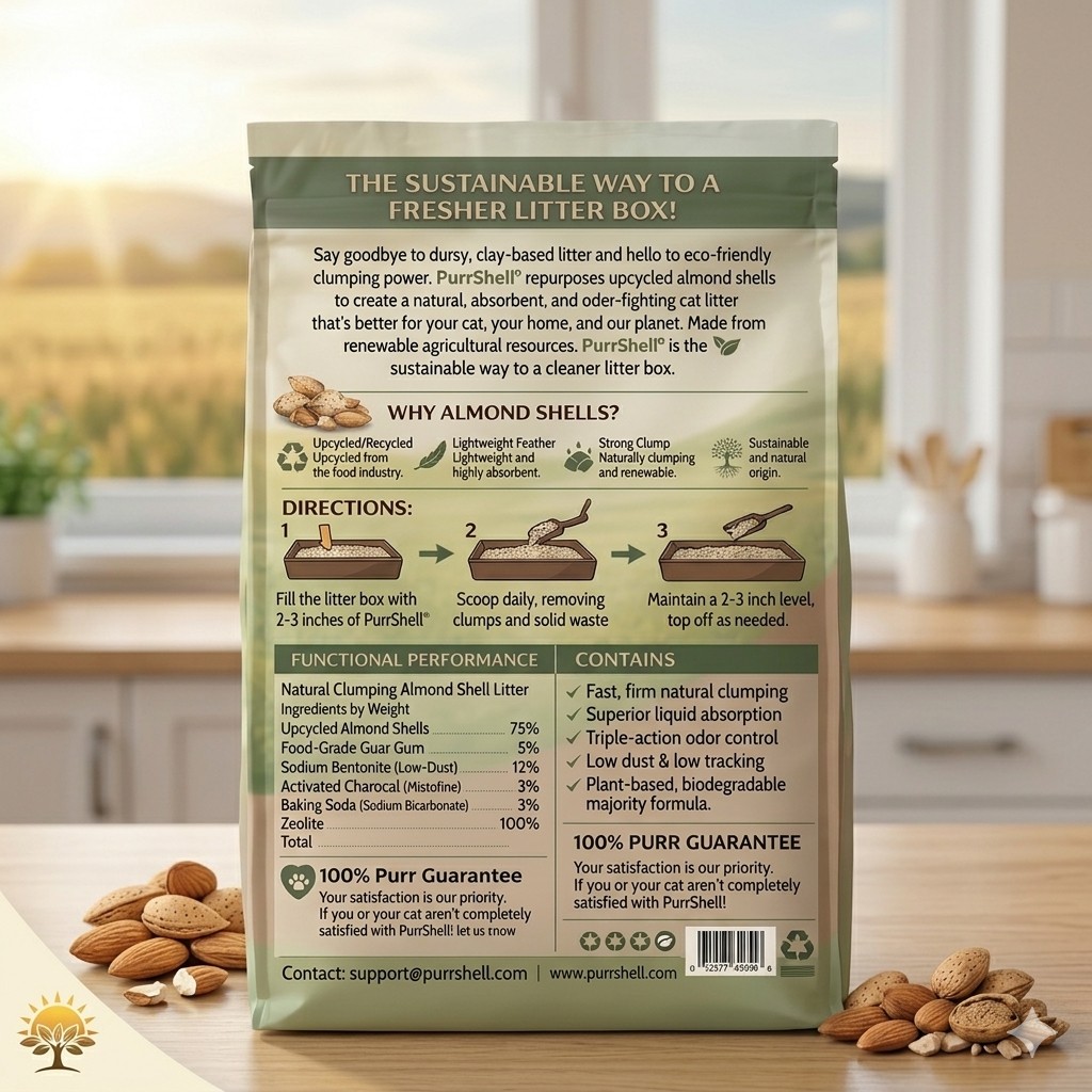 PurrShell litter back panel with nutrition and guidance